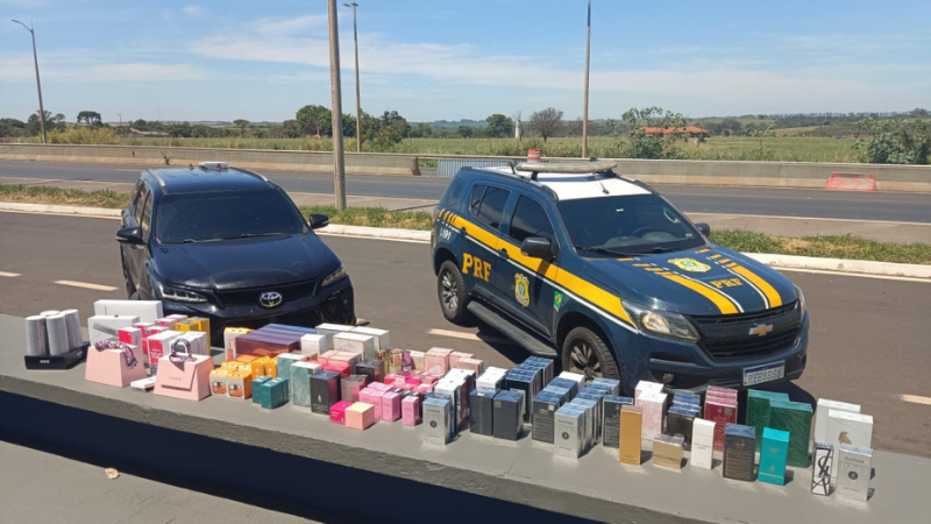 PRF apreende medicamentos ilegais, eletrônicos e perfumes na BR-050, em Uberaba