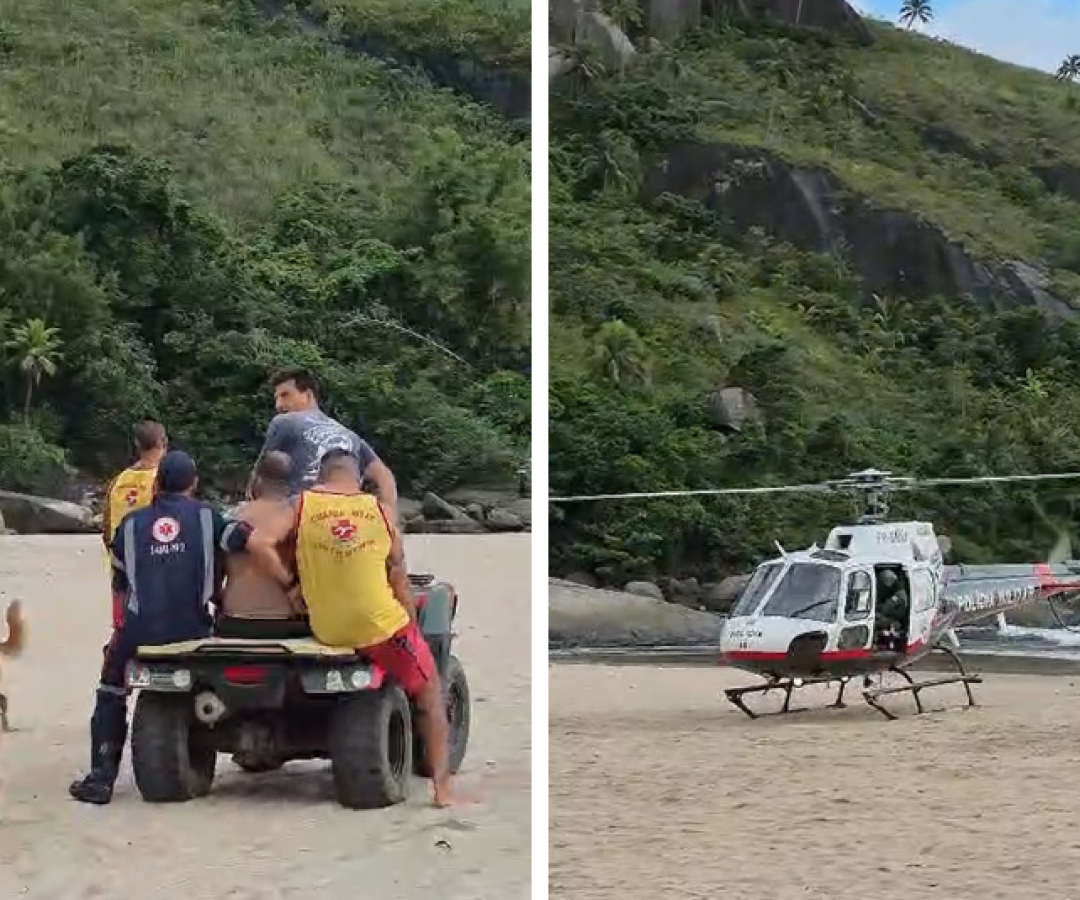 Família é resgatada em estado grave após afogamento na Praia do Bonete, em Ilhabela