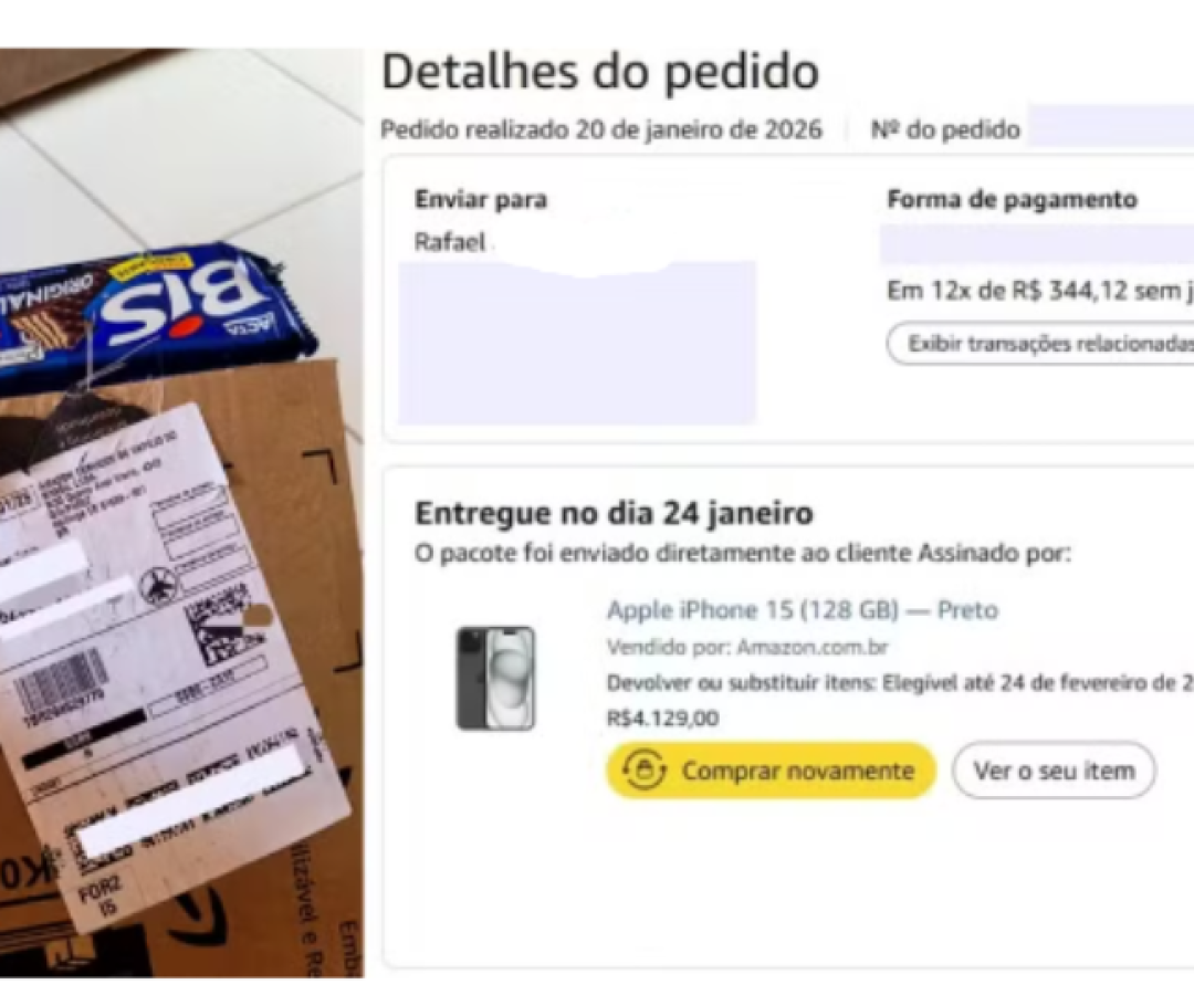 liente compra iPhone de R$ 4,1 mil e recebe chocolates em vez do aparelho