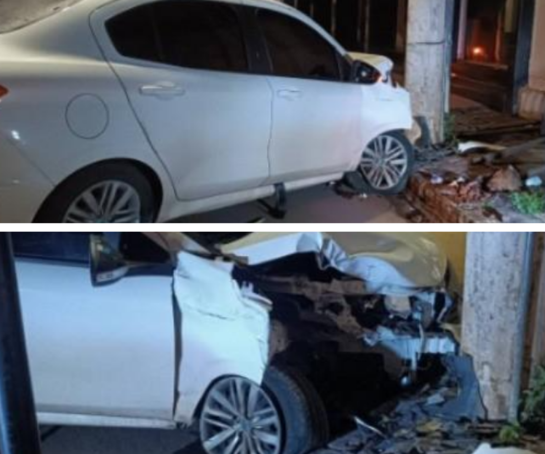 Condutora embriagada colide com poste, resiste à prisão e é flagrada por câmeras no Centro de Uberaba