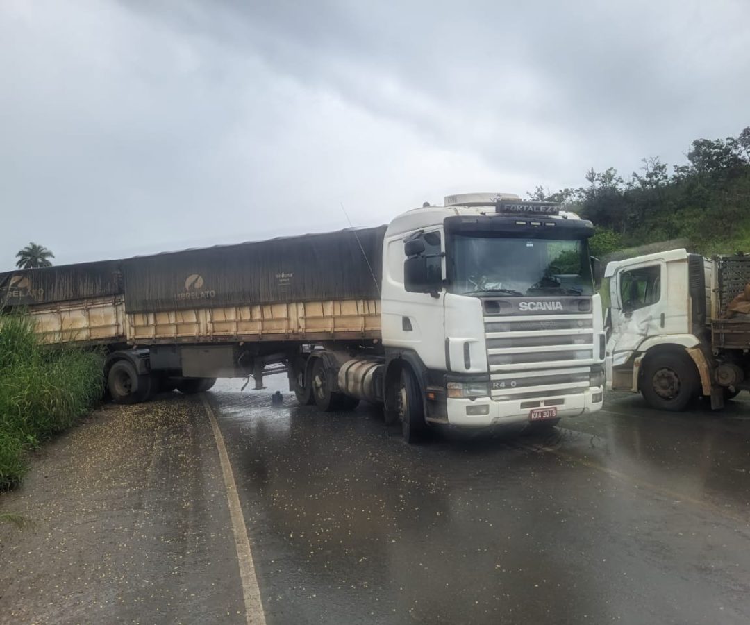 Condutor do caminhão Mercedes-Benz, de 30 anos, não resistiu aos ferimentos e morreu no local (foto: ascom/PMMG-RV)