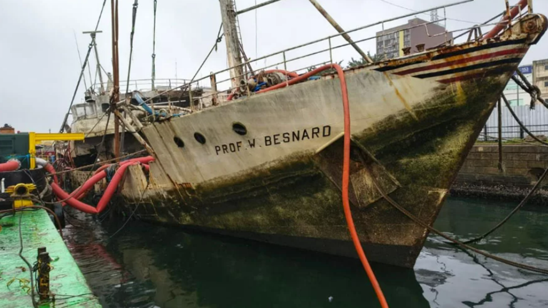 Navio histórico “Professor W. Besnard” volta a flutuar após 94 dias de operação no Porto de Santos