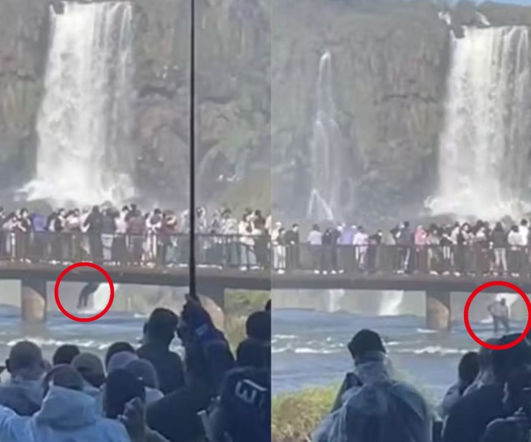 turista nas Cataratas do Iguaçu